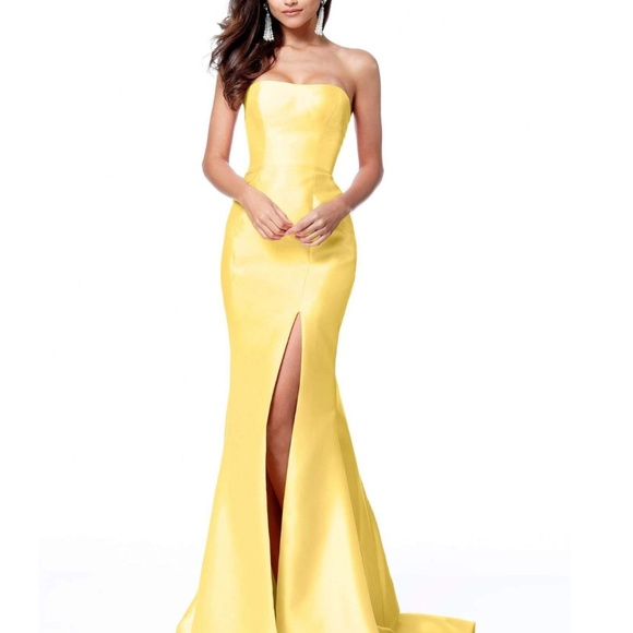 Sherri Hill size 0 yellow mermaid gown prom homecoming wedding - Picture 3 of 3